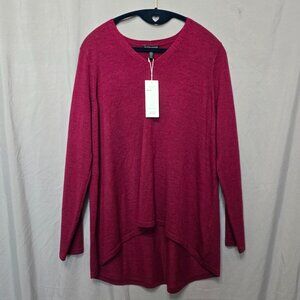 Eileen Fisher Merino Wool Hi-Low Tunic, Burgundy, M
